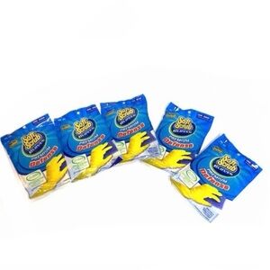 5 packs Soft Scrub Premium Defense Handsaver Natural Rubber Latex Yellow Gloves